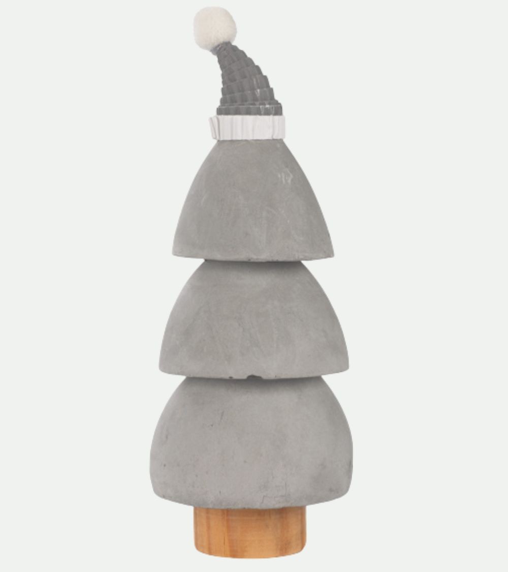 Albero di Natale in cemento con cappellino