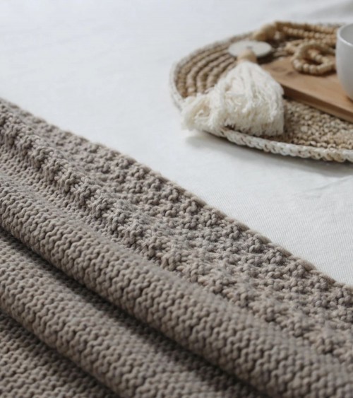 plaid a maglia beige