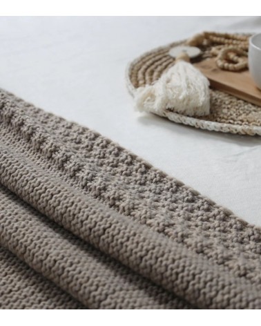 plaid a maglia beige