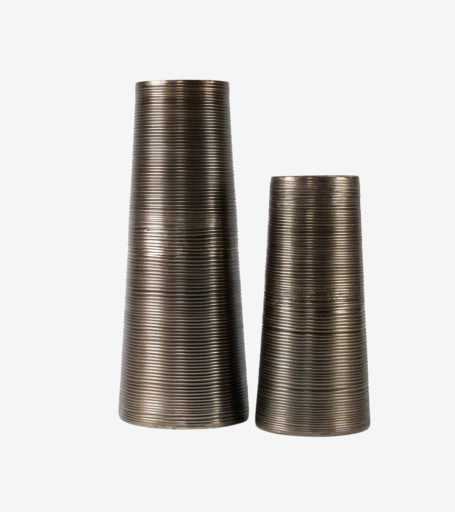 Fioriera cilindrica metallo nero bronzo