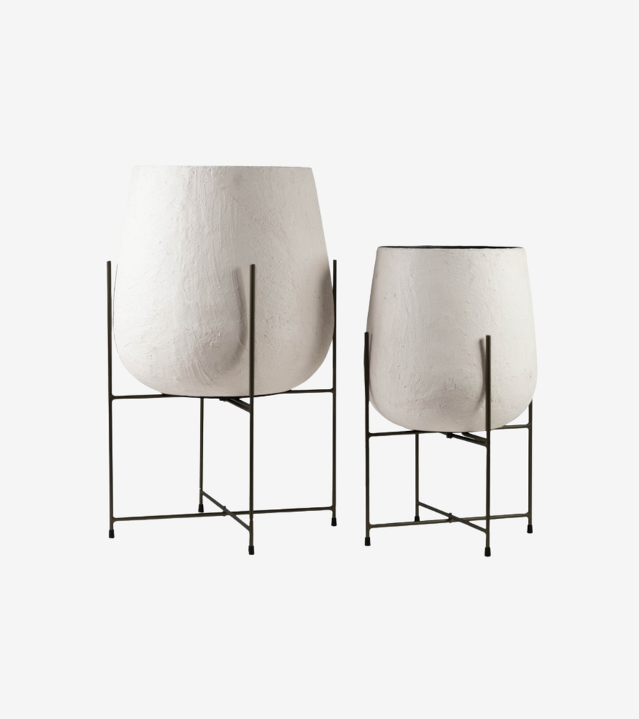 Fioriera in cartapesta bianco nero