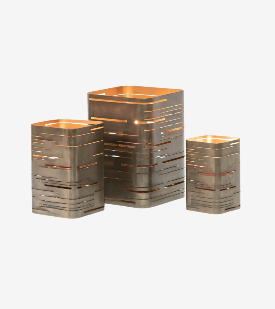 Portacandele nichel grigo bronzo marrone