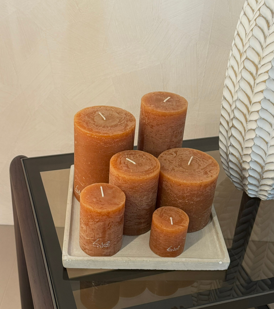 candela ambra diverse dimensioni arancione casa