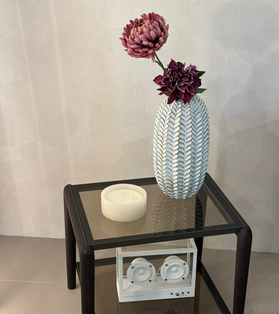 candela bianca con bordo cera 