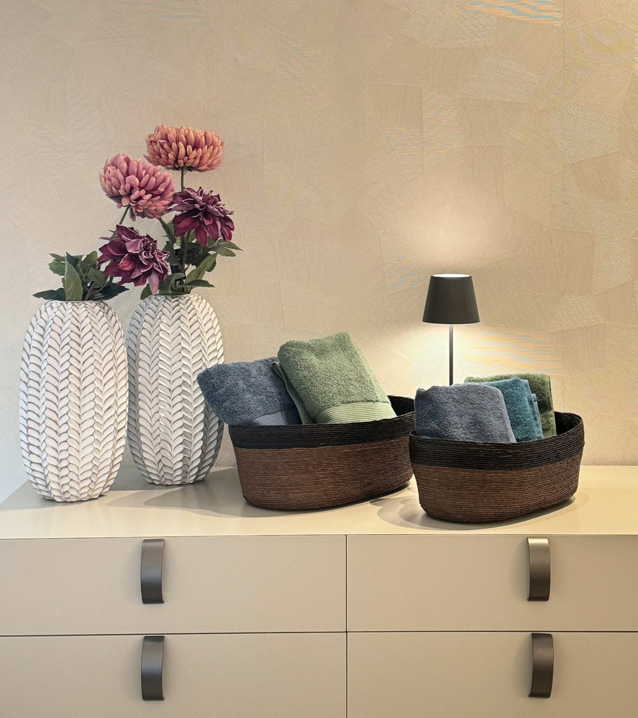 cesto ovale grande piccolo fascia nera