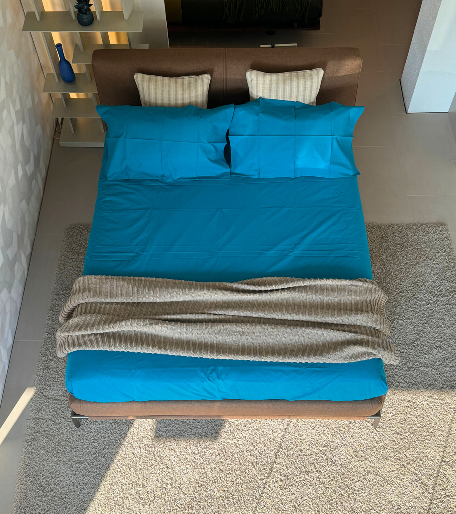 copripiumino tinta unita blu ottanio casa