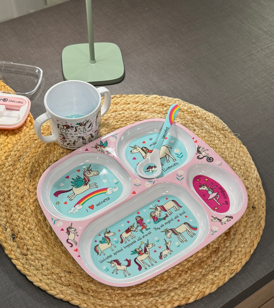 cucchiaio tazza con manico piatto 4 scomparti bambini cibo