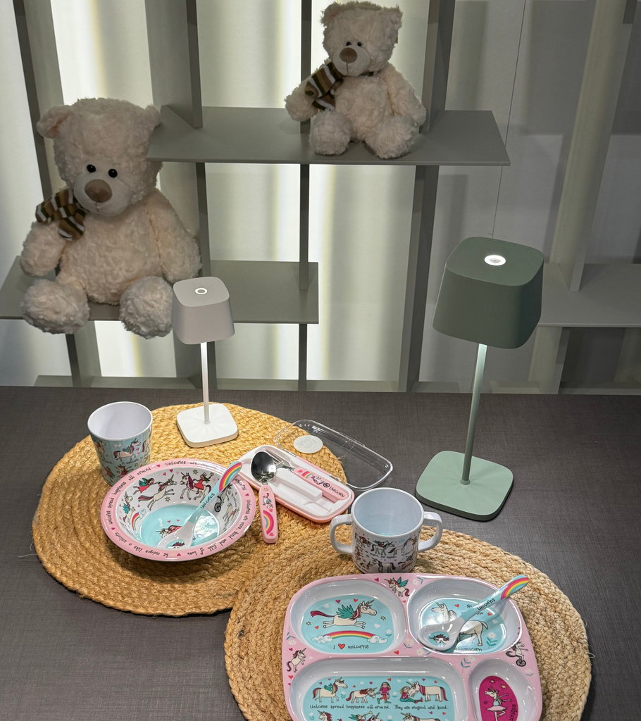 cucchiaio tazza con manico piatto 4 scomparti piatto fondo posate bicchiere unicorno bambini cibo