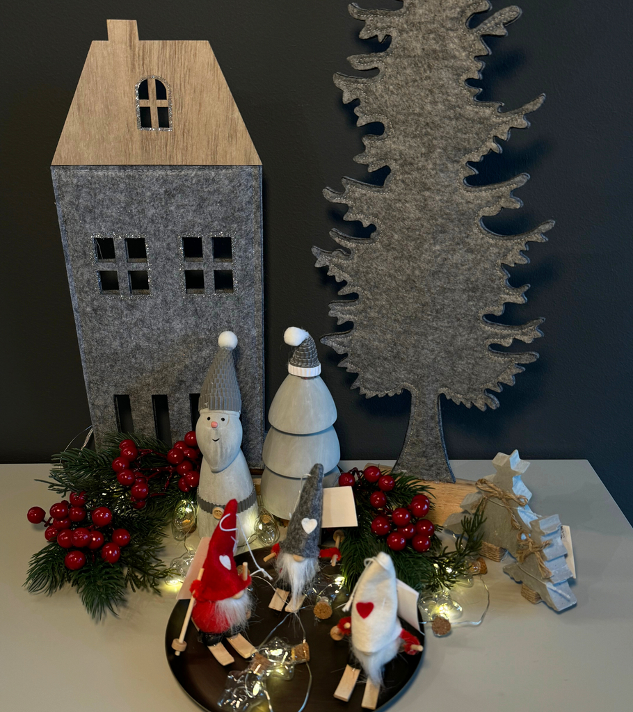 decorazioni natale feltro legno cemento