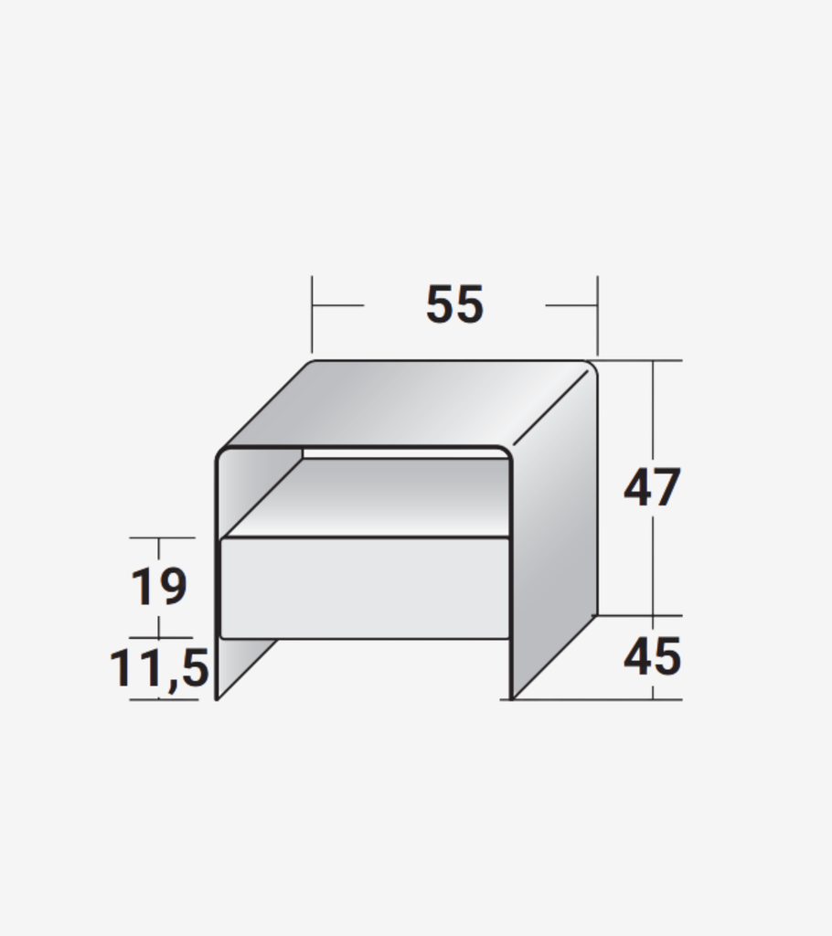 foglio comodino flou misure