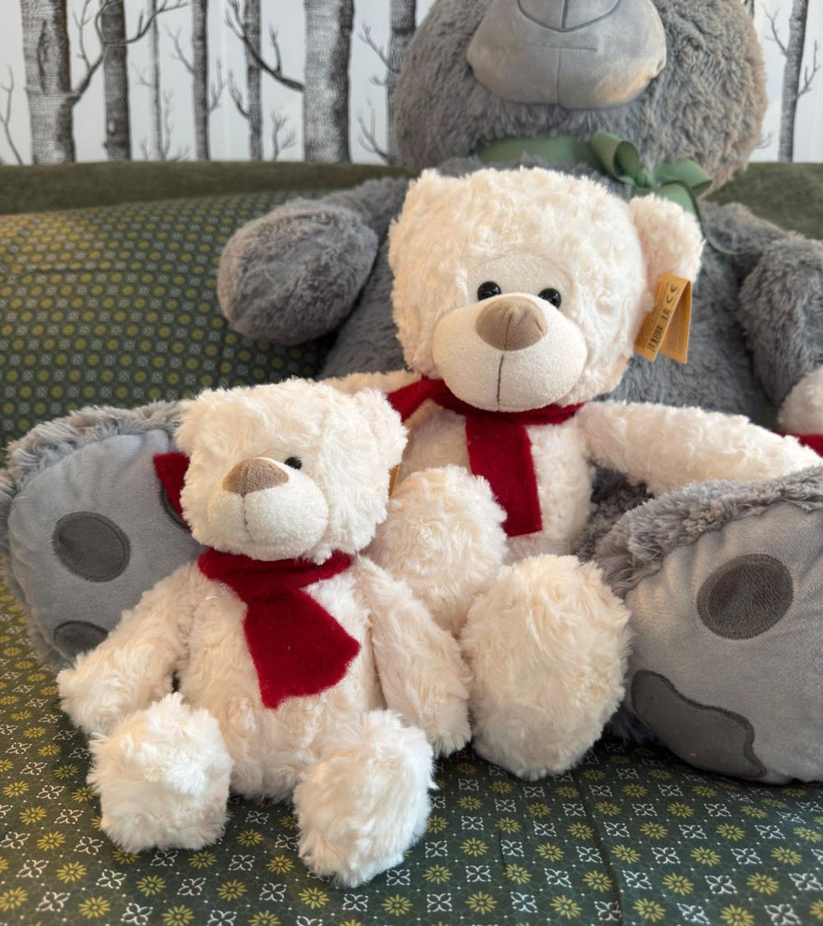 peluche orsetto beige con sciarpa