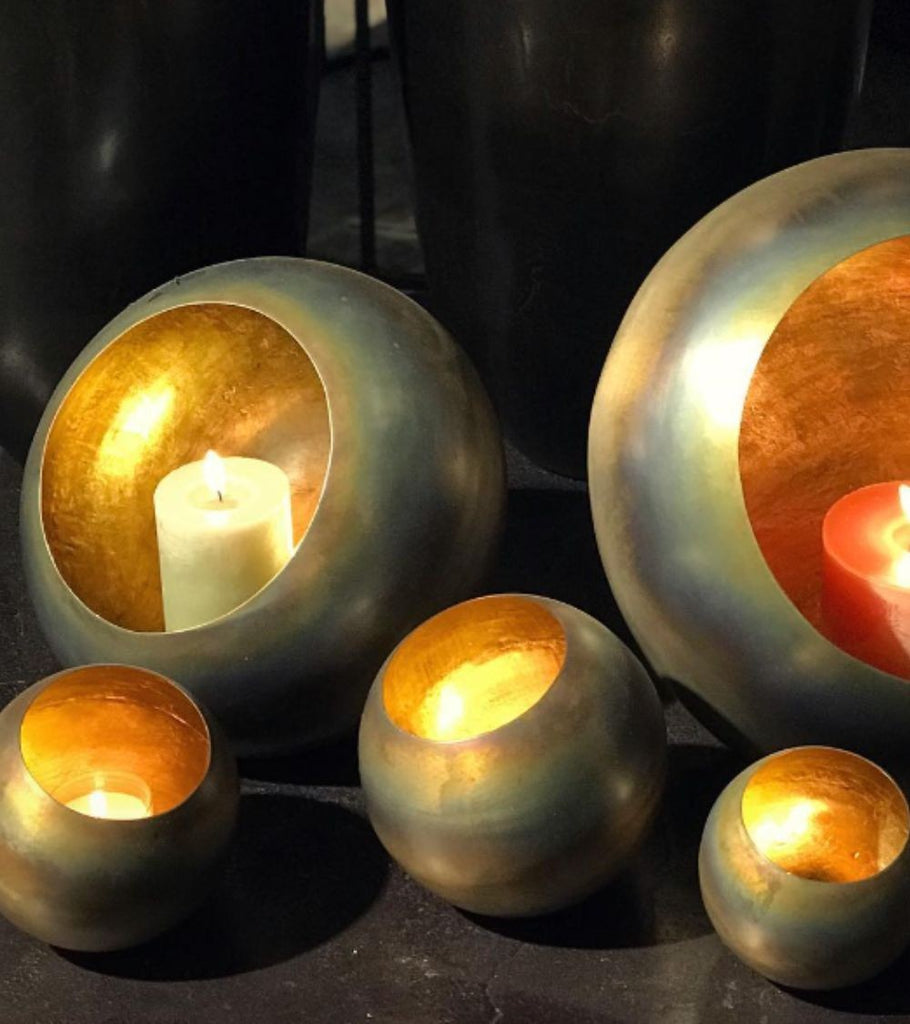 porta candele decorativo oro