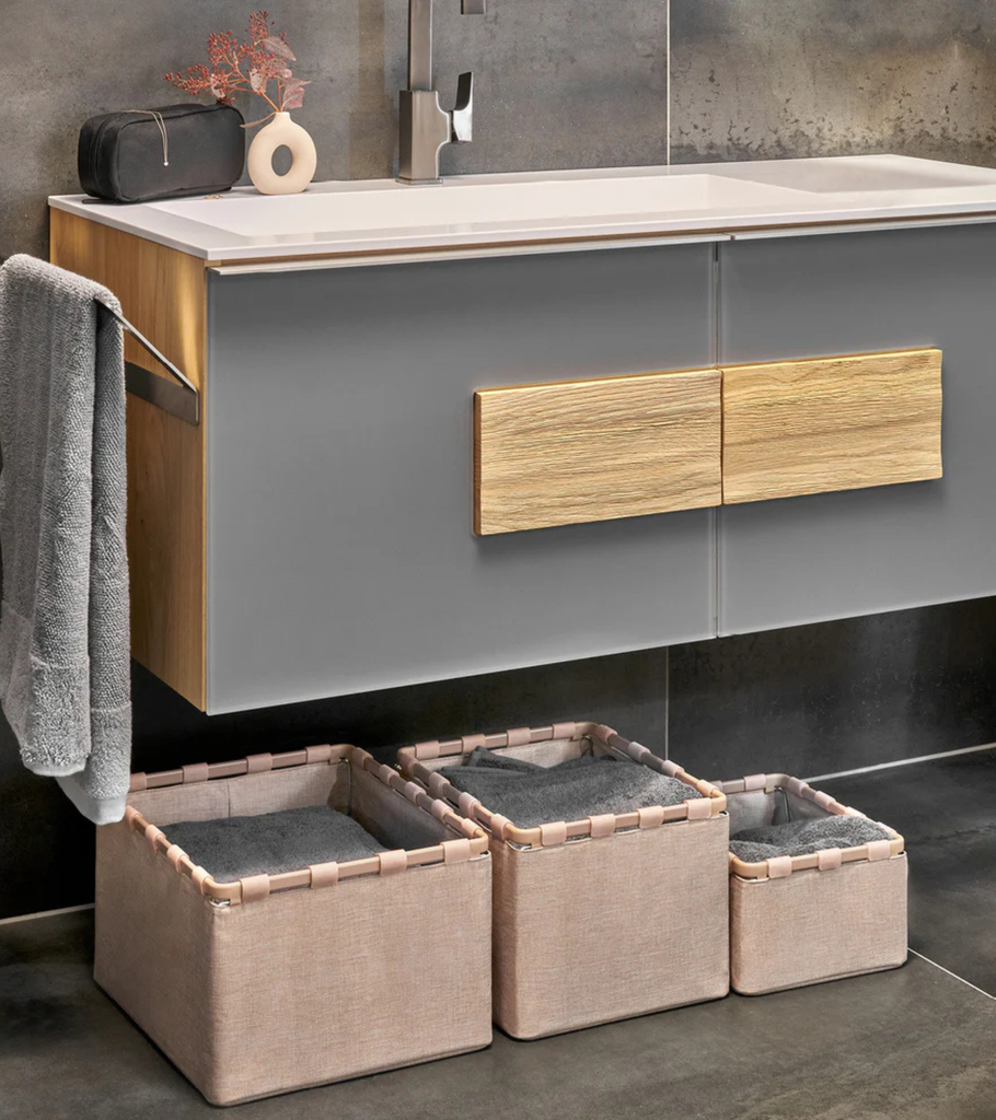 scatola beige tessuto