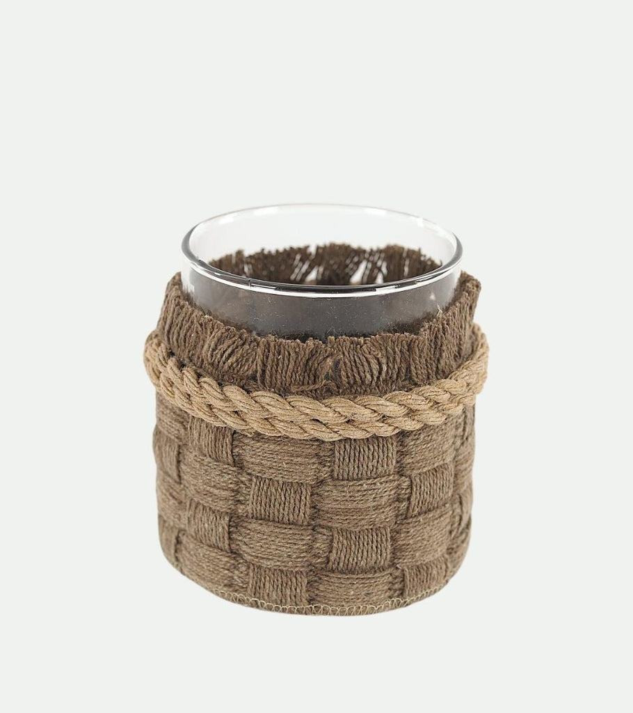 vaso in vetro rivestito in corda
