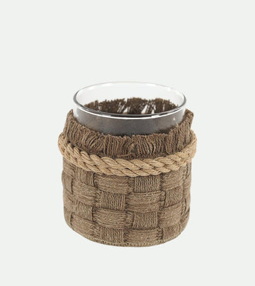 vaso in vetro rivestito in corda