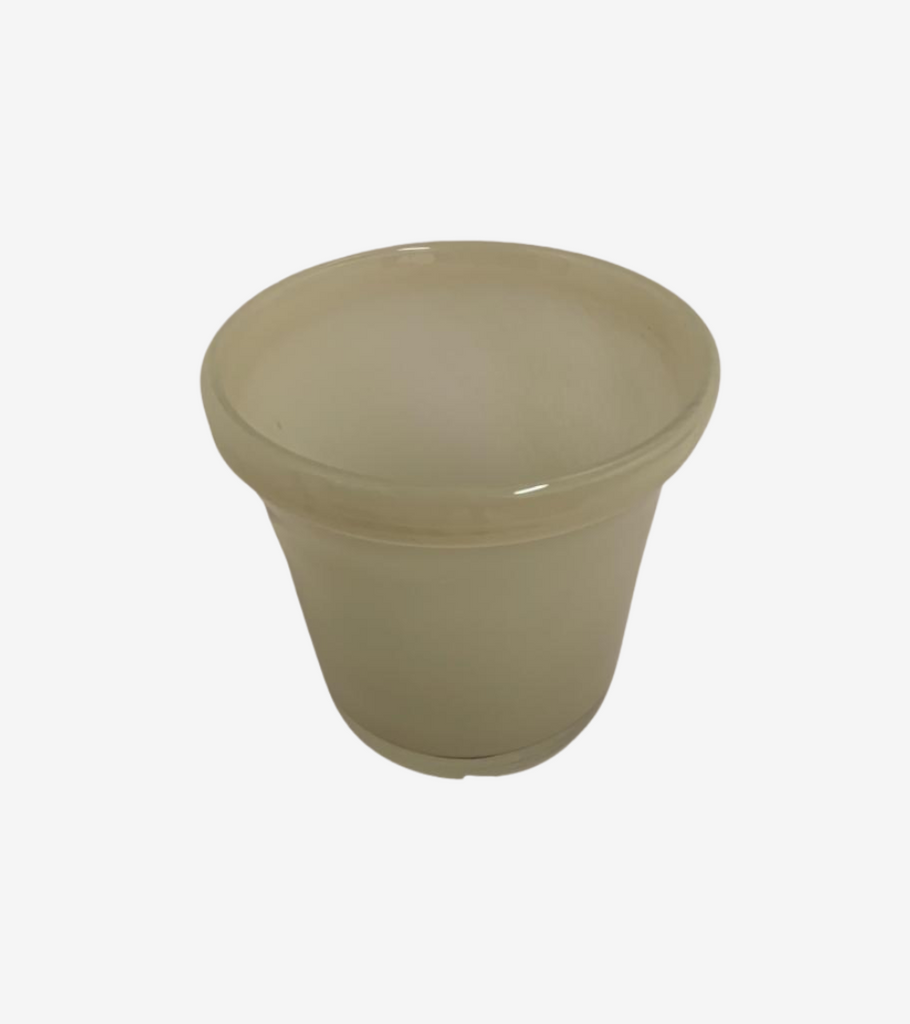 vaso in vetro soffiato con bordo avorio L