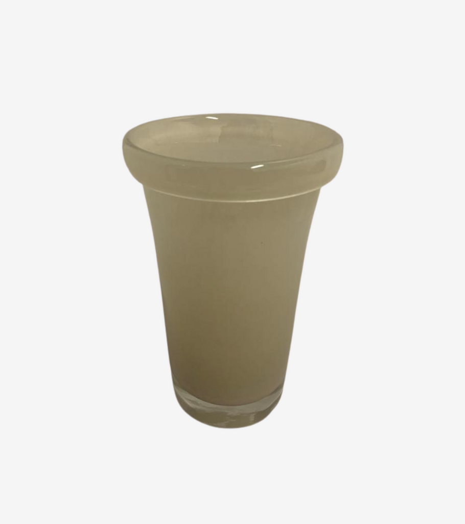 vaso in vetro soffiato con bordo avorio M