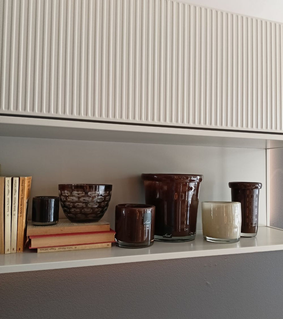 vaso in vetro soffiato con bordo avorio M