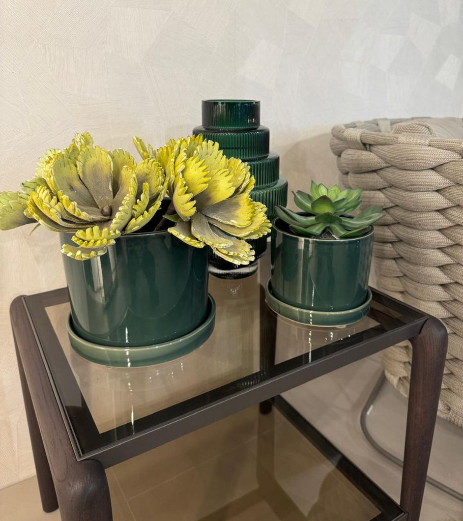 Vaso con Piattino Verde