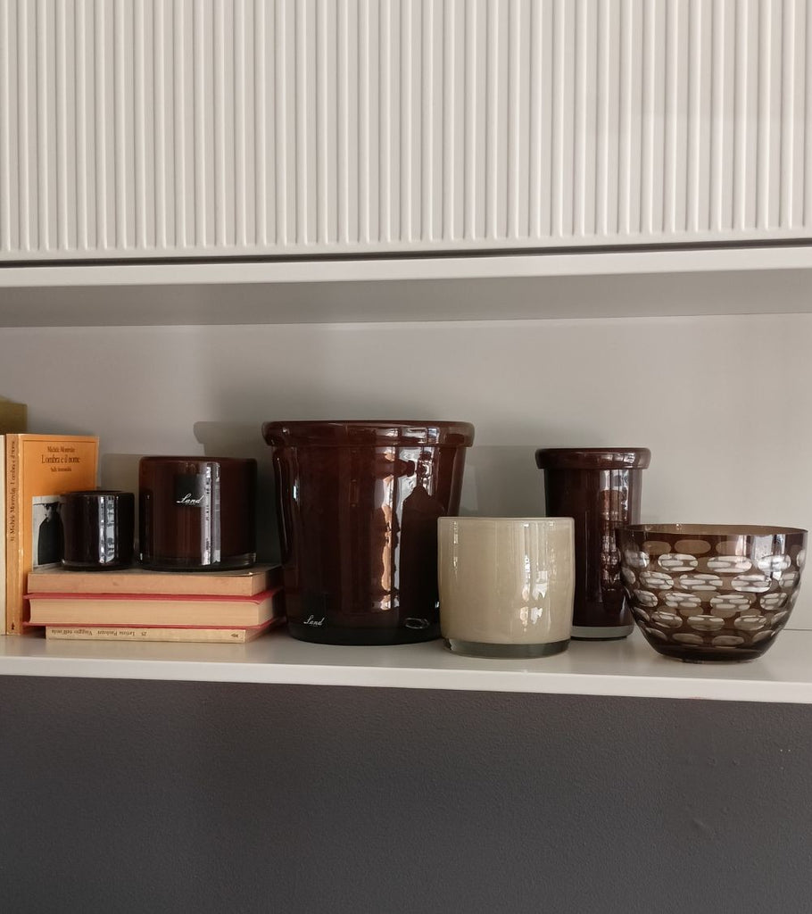 vaso porta candela vetro soffiato