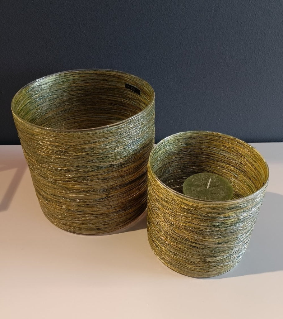 vaso vetro fili orizzontali portacandela