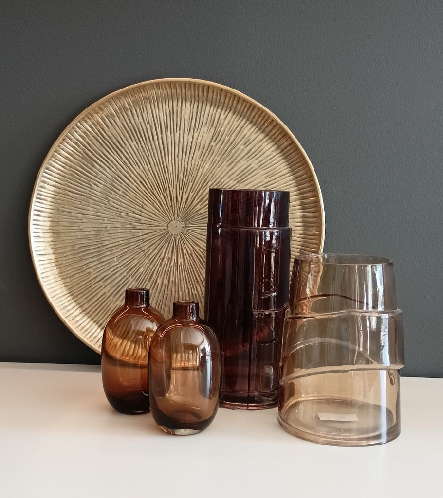 vaso vetro marrone ovale decorazione