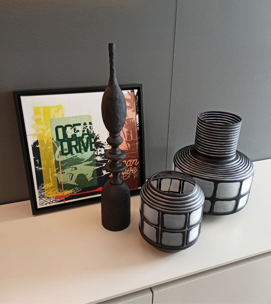 vaso vetro nero