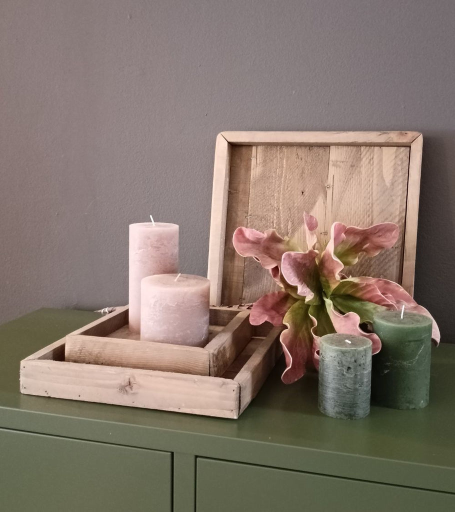 vassoio porta candele legno